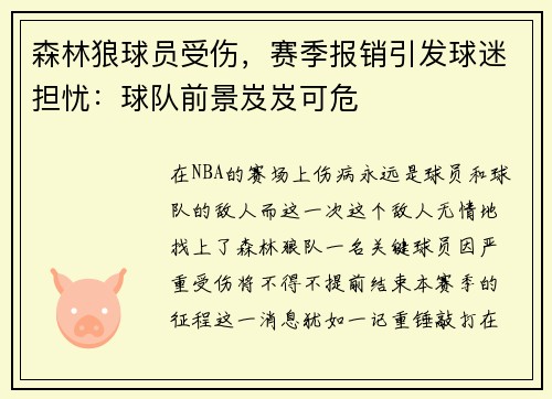 森林狼球员受伤，赛季报销引发球迷担忧：球队前景岌岌可危